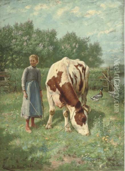 The Little Cowherdess Oil Painting - Henri De Beul