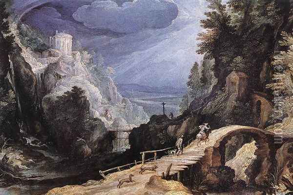 Mountain Scene c. 1599 Oil Painting - Paul Bril