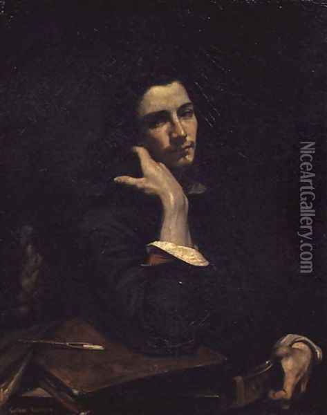 The Man with the Leather Belt. Portrait of the Artist, c.1846 Oil Painting - Jean-Baptiste-Camille Corot