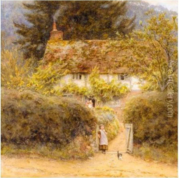 Cottage Atgrayswood Near Witley Oil Painting - Helen Mary Elizabeth Allingham