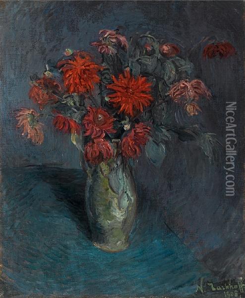 Flowers In A Vase Oil Painting - Nikolai Aleksandrovich Tarkhov