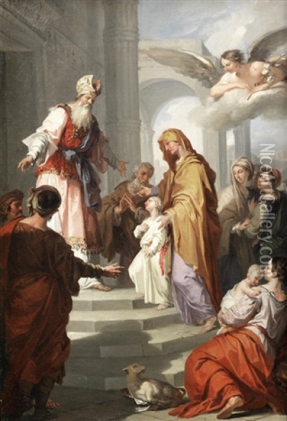 The Presentation Of The Virgin At The Temple Oil Painting - Zacarias Gonzalez Velazquez