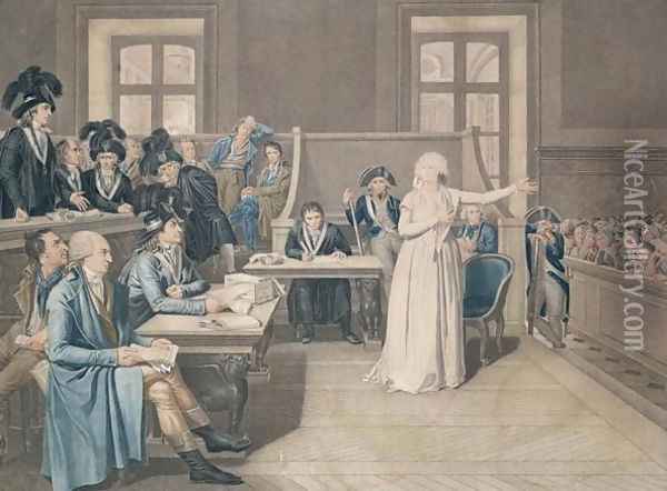 Marie Antoinette of Austria (1755-93) Judged by the Revolutionary Tribunal Court, 16th October 1793, 1794 (1) Oil Painting - Pierre Bouillon