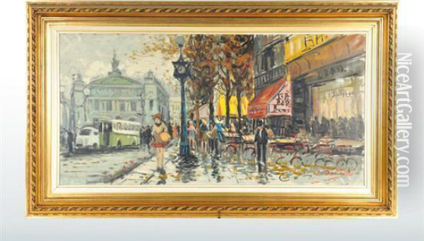 Plaza De La Opera Garnier Oil Painting - Giovanni Beltrami