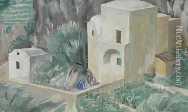 Etude Pour Des Scenes De Village A Capri Oil Painting - Alexander Evgenievich Yakovlev
