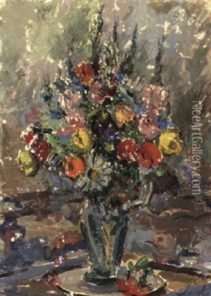 Sommerblumenstrau Oil Painting - Johannes Laurer