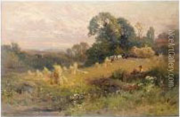 Harvesting In Sussex Oil Painting - John Horace Hooper