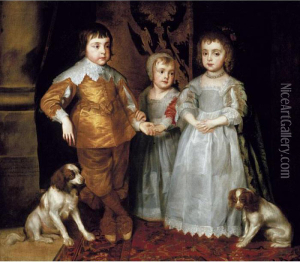 Portrait Of The Three Eldest Children Of Charles I Oil Painting - Sir Anthony Van Dyck