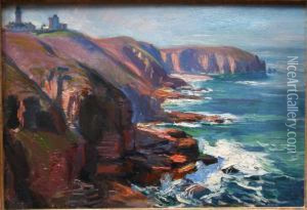 La Pointe Saint Mathieu Oil Painting - Raymond Louis Lecourt