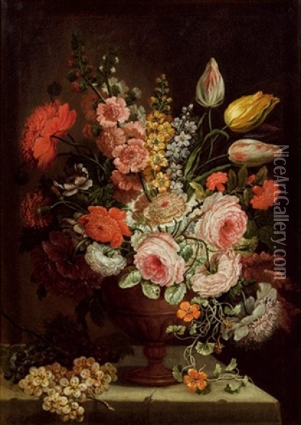 Blumenstillleben Mit Trauben Oil Painting - Franz Michael Sigmund von Purgau