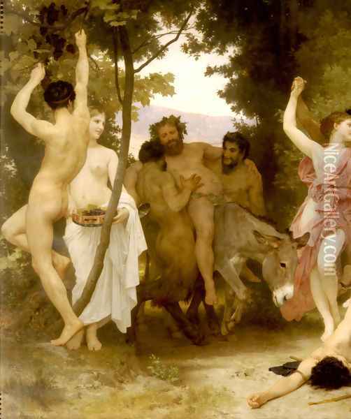 La Jeunesse de Bacchus [detail: left] (The Youth of Bacchus) Oil Painting - William-Adolphe Bouguereau