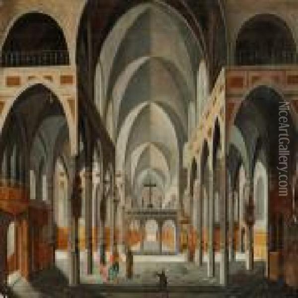 Gothic Church Interior Oil Painting - Bartholomeus Van Bassen