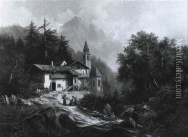 Gebirgsdorf Oil Painting - Albert Rieger