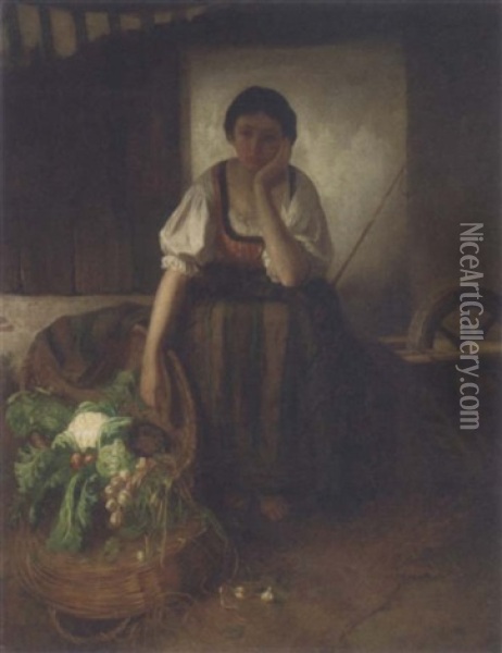 A Rest Between Chores Oil Painting - Johann Balthasar Bauer