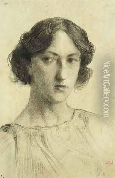 Portrait De Femme Oil Painting - Hippolyte Petitjean