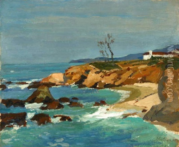 Beach Motif - Laguna Beach, Calif. Oil Painting - Ferdinand Kaufmann