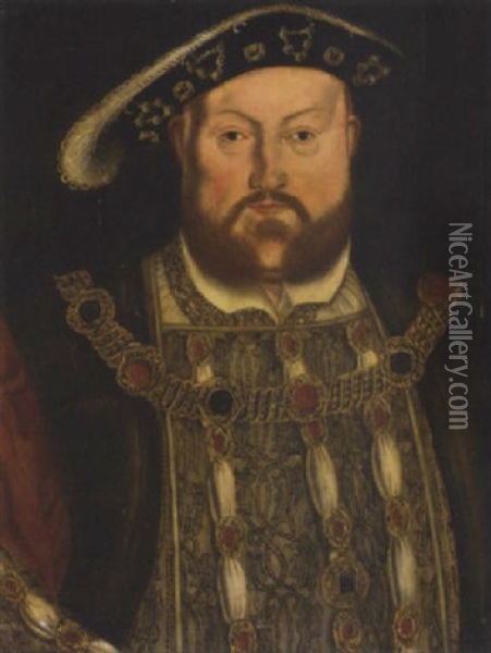 Portrait Of Henry Viii With A Jewelled Tunic And Chain Oil Painting - Hans Holbein the Younger