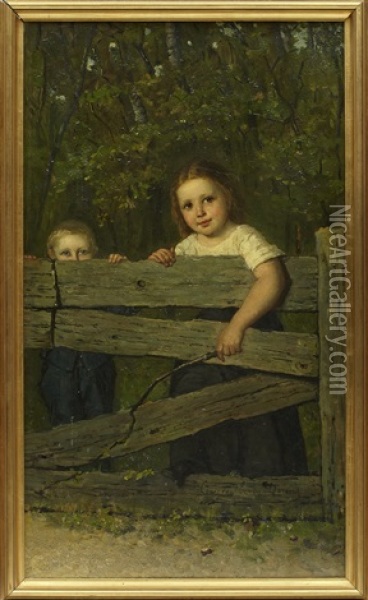 Barn Vid Grind Oil Painting - Ludovicius Johannes van Ervens Dorens