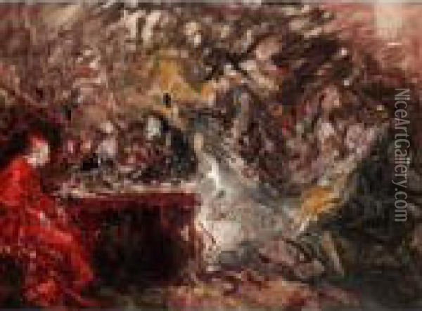 A Meeting With The Cardinal Oil Painting - Juan Pablo Salinas Y Teruel