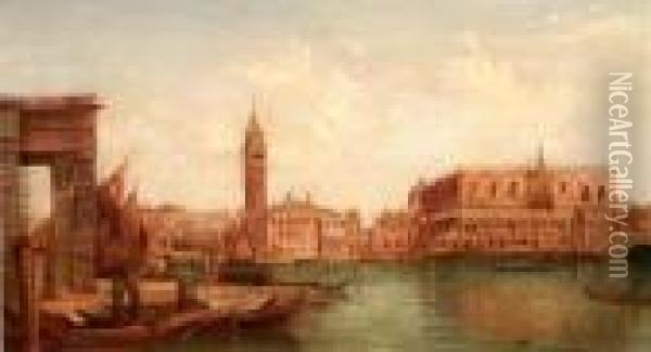 Venice' And 'the Giudecca Canal Oil Painting - Alfred Pollentine