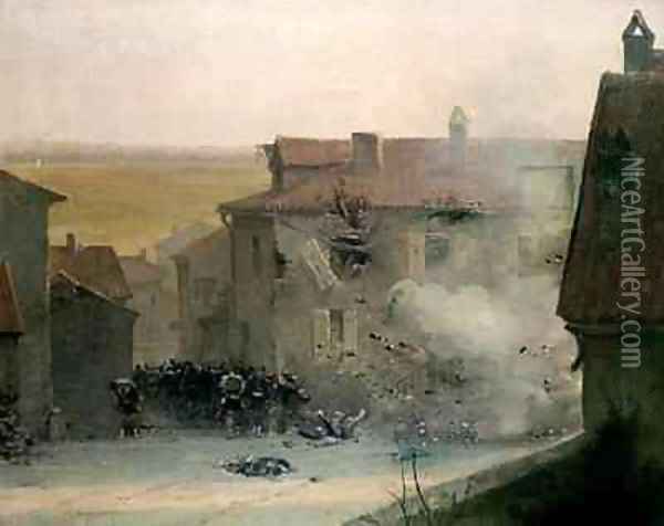A War torn Village Oil Painting - Jean Baptiste Edouard Detaille