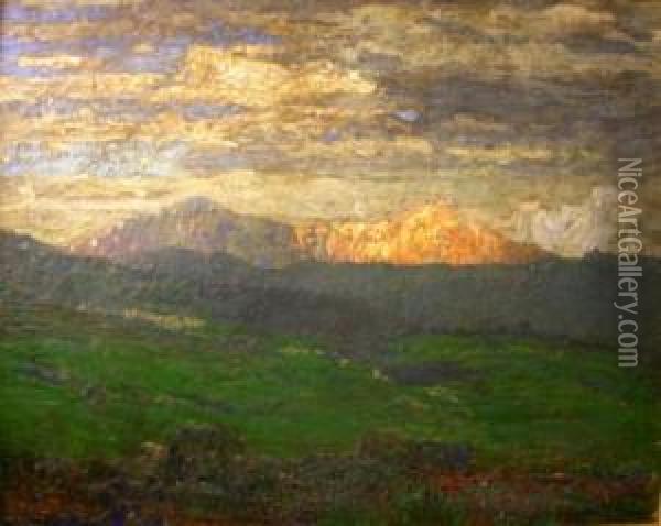 Paesaggio Montano. Le Grigne Da Caglio Oil Painting - Guido Cinotti
