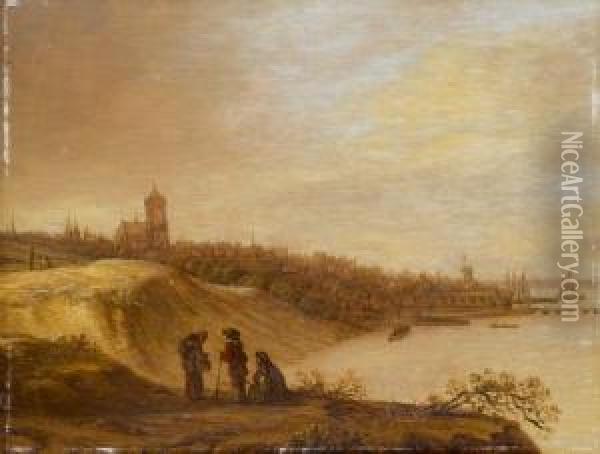 Blick Auf Die Grote Kerk In Arnhem Und Den Rhein Oil Painting - Cornelis Symonsz. Van Der Schalcke