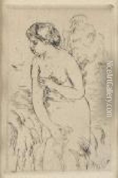  Baigneuse Debout A Mi-jambes  Oil Painting - Pierre Auguste Renoir