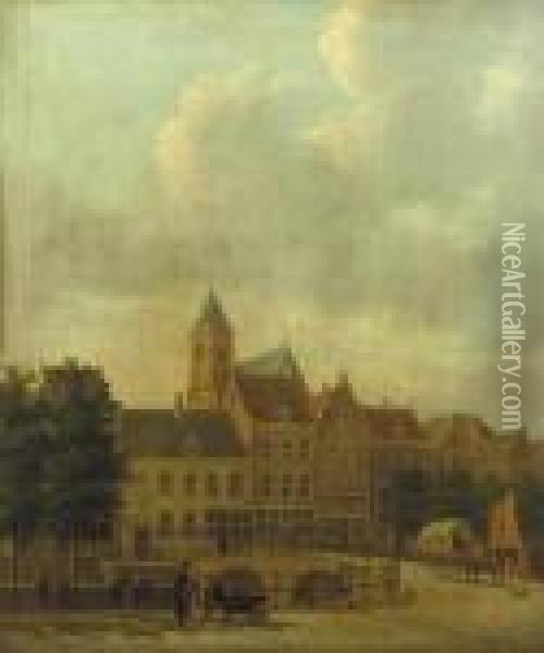 A View Of The Nieuwegracht Oil Painting - Hendrik Van Oort