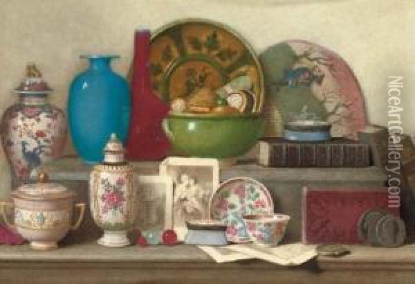 Still-life Of China And Objects Of Vertu Oil Painting - Benjamin Walter Spiers