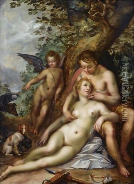Venus and Adonis Oil Painting - Hendrick Goltzius