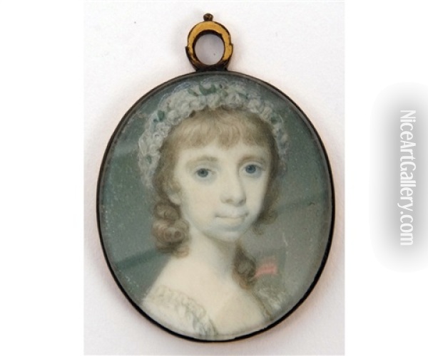 Mary Tymwell Nutt Portrait Miniature Circa 1780 Oil Painting - Richard Crosse