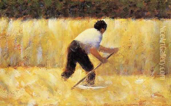 The Mower Oil Painting - Georges Seurat