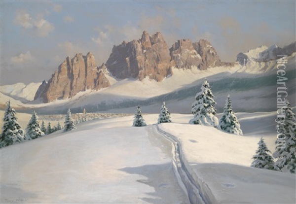 Winter In Den Dolomiten Oil Painting - Hans Sterbik