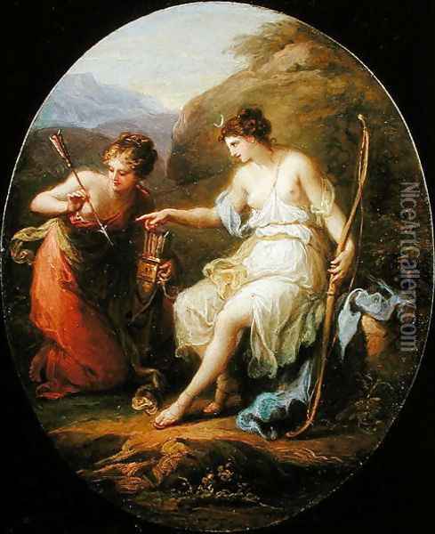Diana preparing for Hunting Oil Painting - Angelica Kauffmann