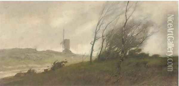 A blustery day Oil Painting - William Tatton Winter