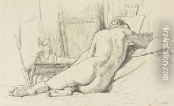 Female Nude Oil Painting - Mainie Harriet Jellett