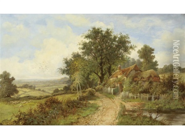 The Cottage Lane Oil Painting - Octavius Thomas Clark