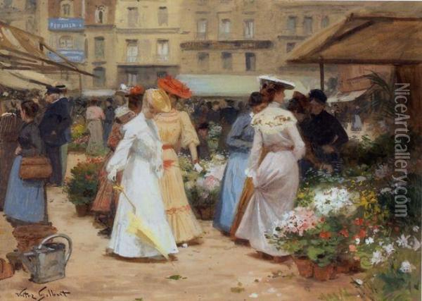 Flower Market Oil Painting - Victor-Gabriel Gilbert