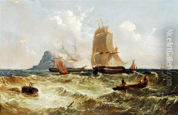 Seascape With Shipping Oil Painting - Arthur Joseph Meadows
