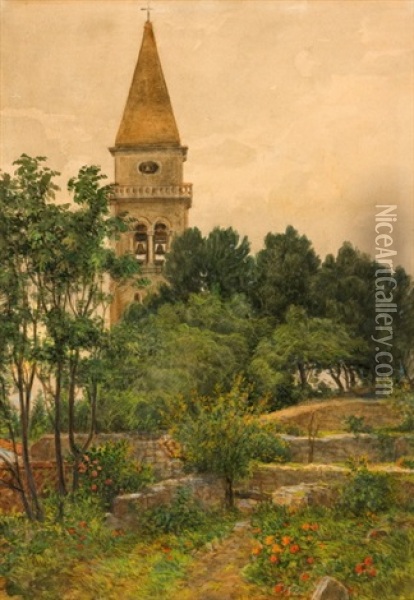 Klasterni Zahrada V Italii Oil Painting - Johann Novopacky