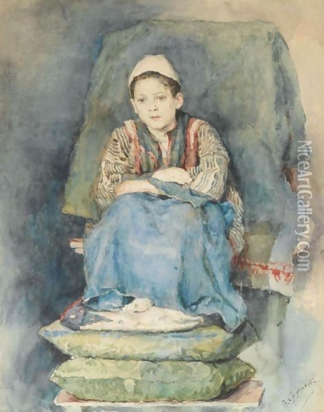Portrait Of A Young Boy Oil Painting - Vasilij Ivanovic Surikov