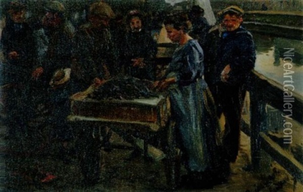 Austernmarkt Oil Painting - Robert Hoffmann