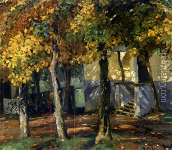 Sonnendurchfluteter Herbstlicher Baumgarten Oil Painting - Rela Hoenigsmann