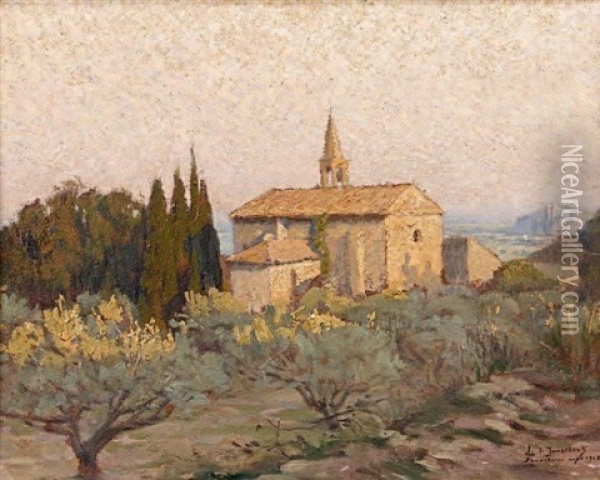 Eglise De Sauveterre (gard) Oil Painting - Leonce J. V. de Joncieres