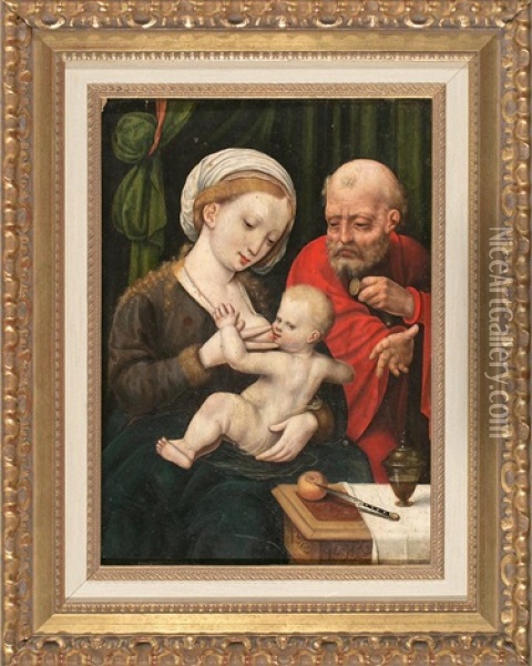 La Sagrada Familia Oil Painting - Joos Van Cleve