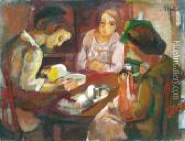 Trois Femmes Attablees Oil Painting - Henri Epstein