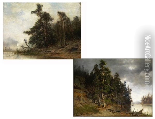 Waldpartie In Norwegen (+ Motiv Aus Norwegen, Pair) Oil Painting - Morten Mueller
