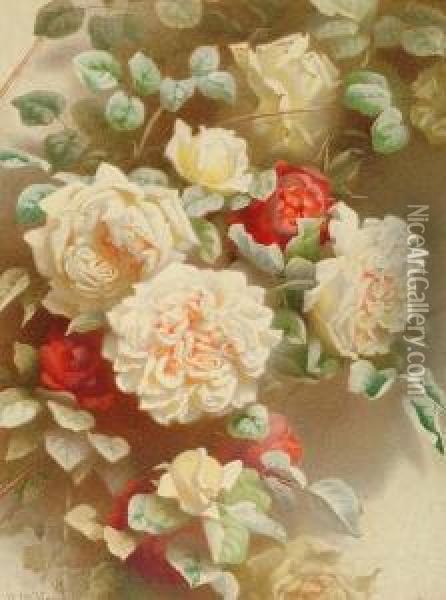 Gloire De Dijon Roses Oil Painting - Annie Mary Youngman