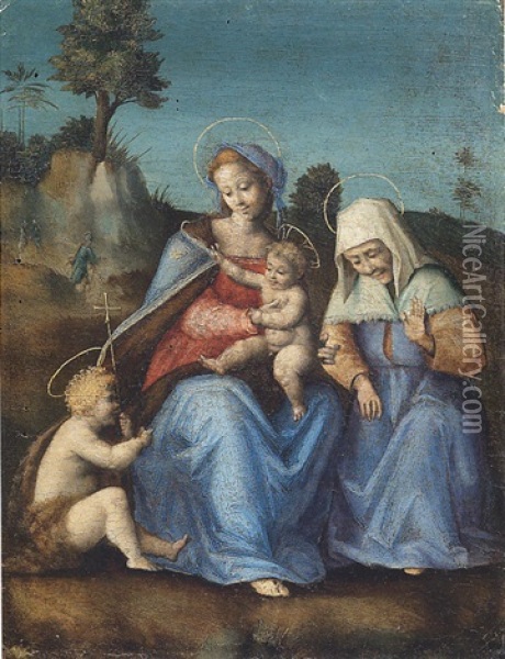 La Madonna Col Bambino, Santa Elisabetta E San Giovannino Oil Painting -  Bacchiacca